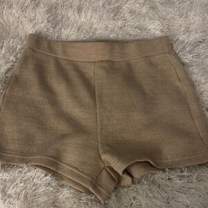 SHEIN High Waist Tan Knit Shorts